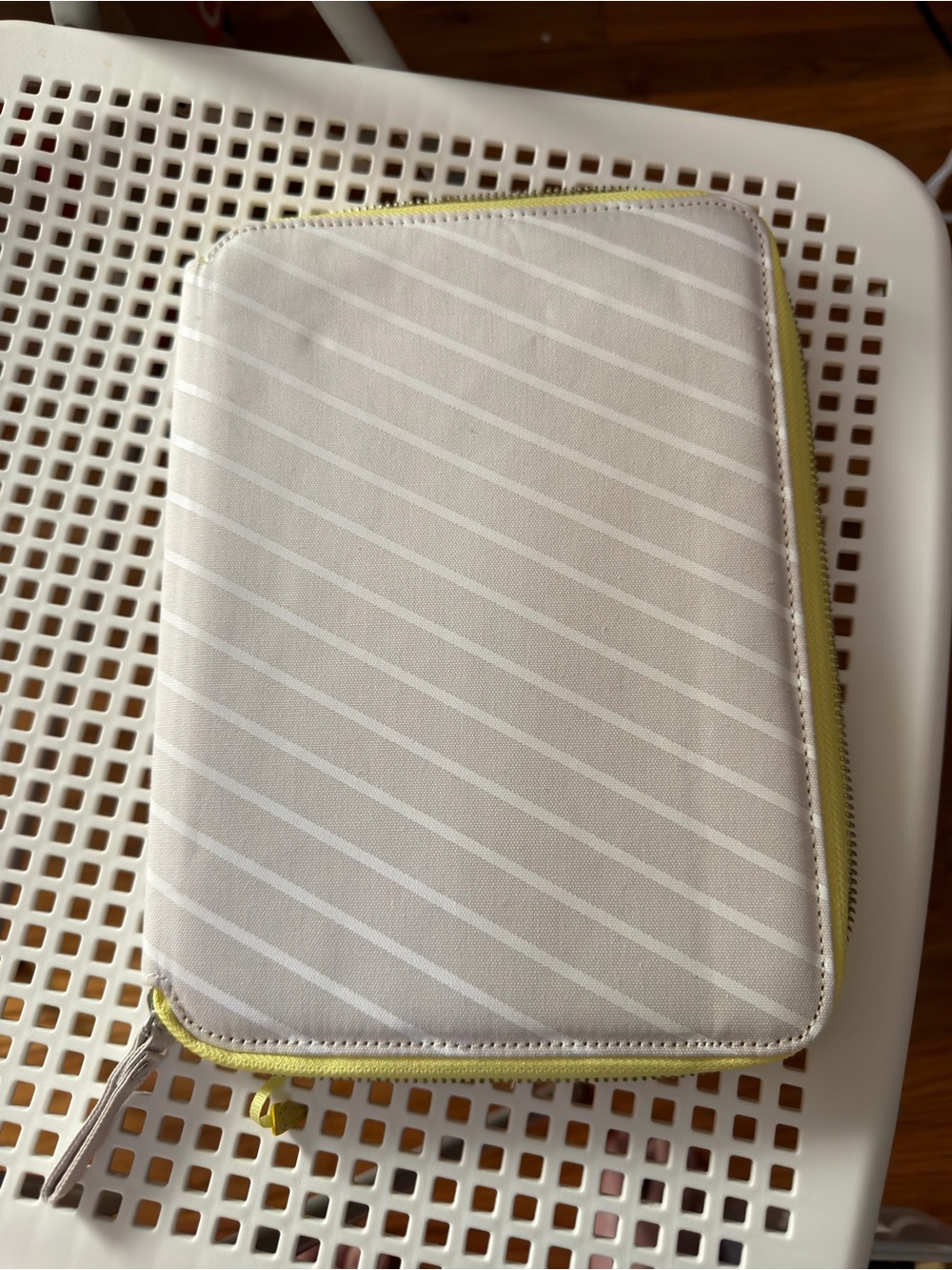 Hobonichi A5 Cousin zip around planner cover grey and white stripe